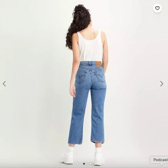 Levis Ribcage Straight Jeans, Size 26, Haight at the Ready wash (medium … - Picture 4 of 12